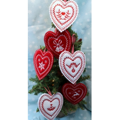 Christmas Heart Ornaments 4x4-4