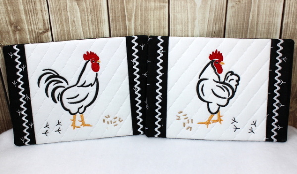 Rooster and Hen Mug Rugs -3
