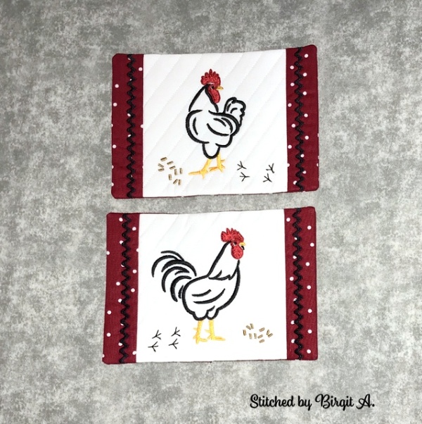Rooster and Hen Mug Rugs -6