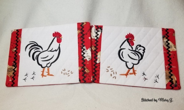 Rooster and Hen Mug Rugs -7