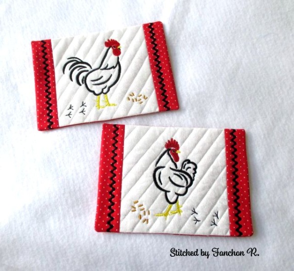 Rooster and Hen Mug Rugs -8