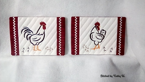 Rooster and Hen Mug Rugs -9