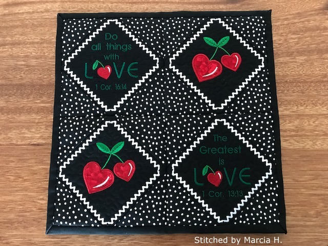 Heart Cherries Mini Quilt-5