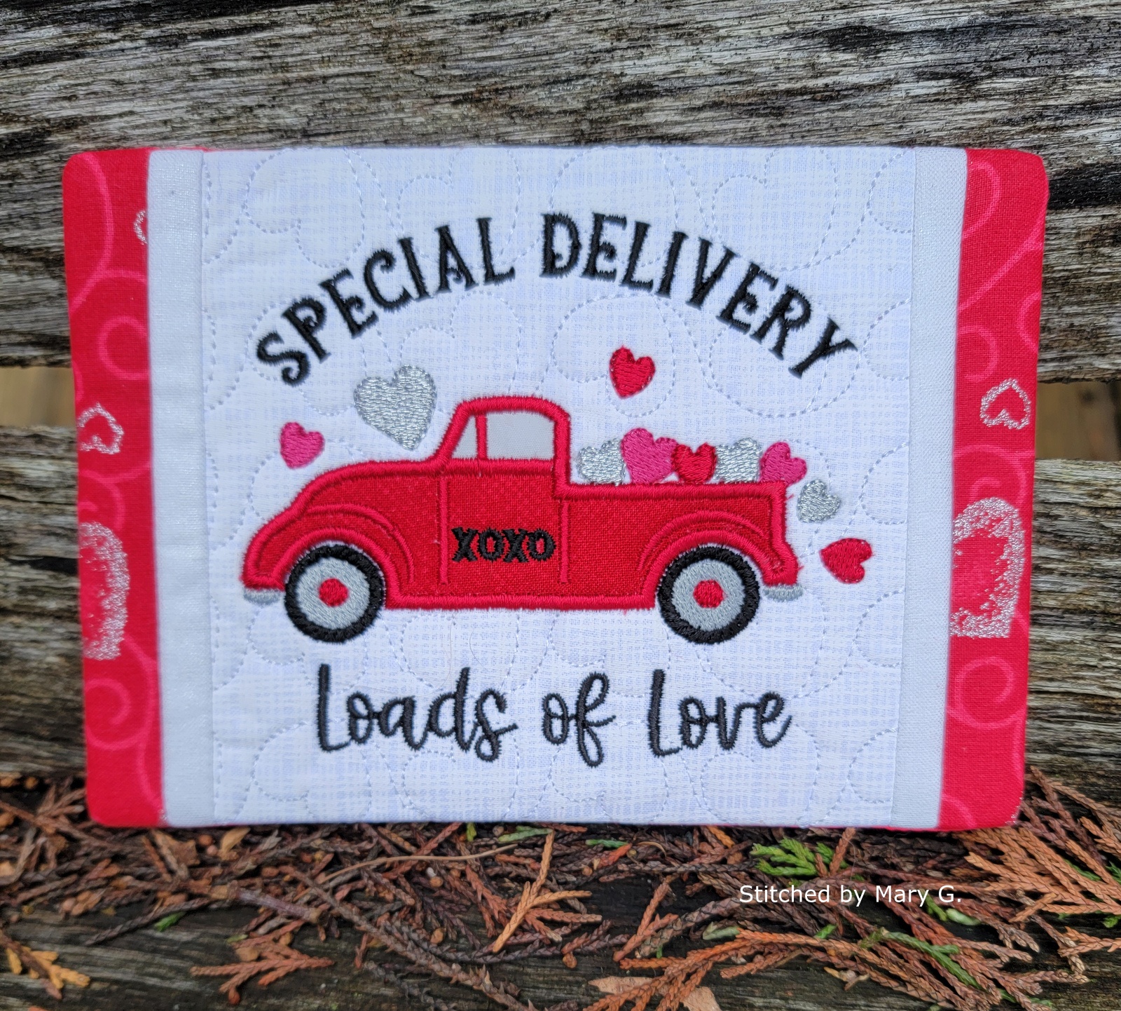 Hearts Truck Mug Rug-6