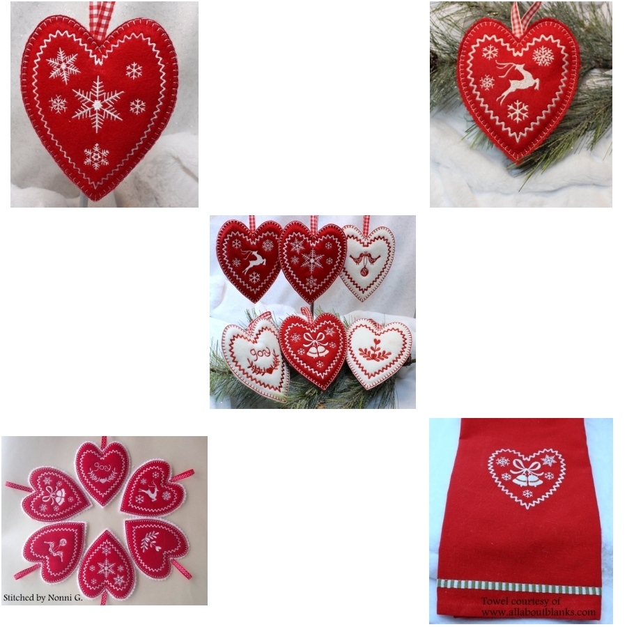 Puffed Christmas Heart Ornaments 5x7
