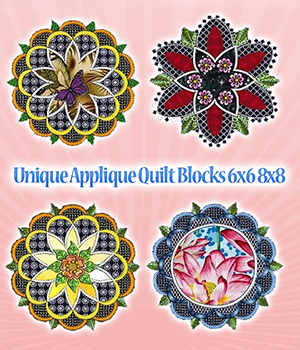 Unique Applique Quilt Blocks 6x6 8x8