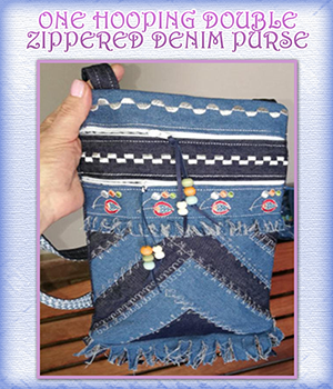 One Hooping Double Zippered Denim Purse