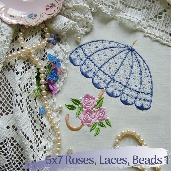 5x7 Roses Laces and Beads 1-3