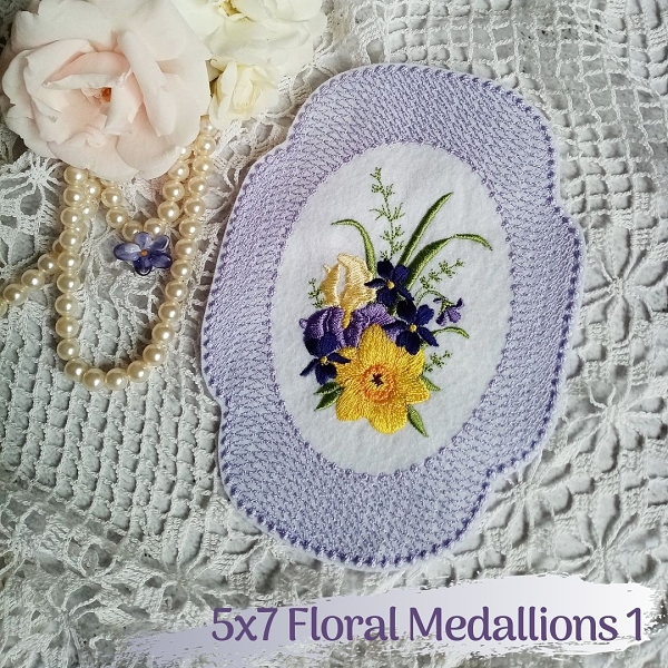 floral medallion violet calla rose flower floral pansy daisy fuchsia daffodil iris