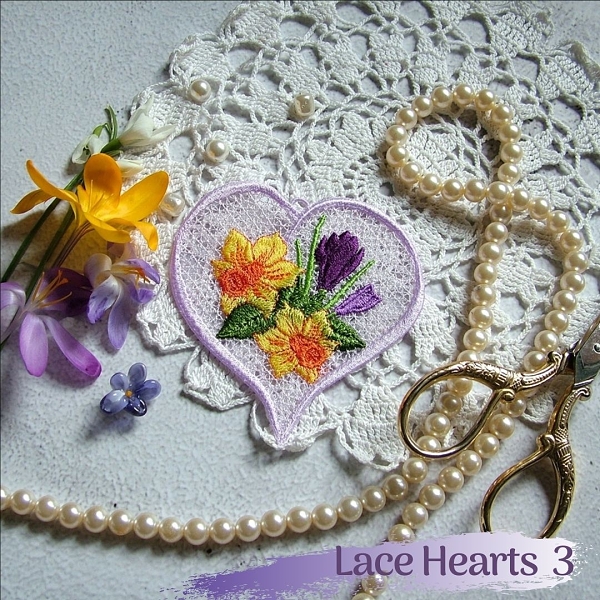 lace heart free-standing FSL rose flower floral