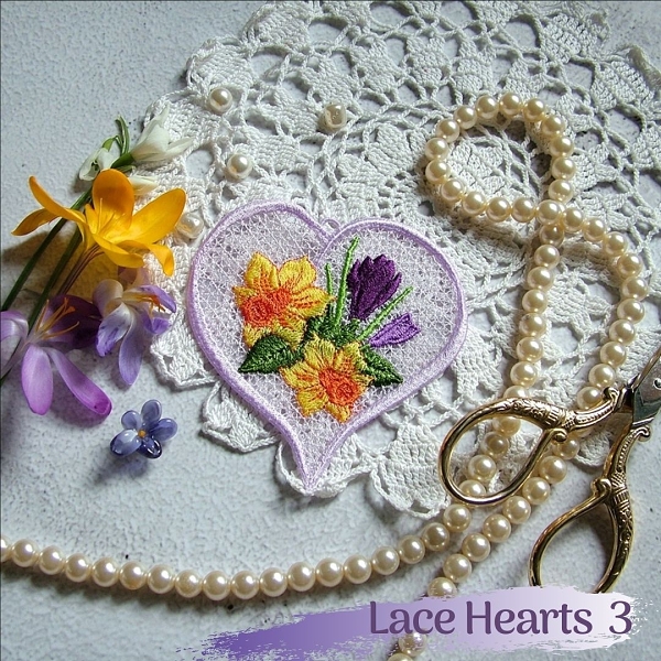 lace heart free-standing FSL rose flower floral