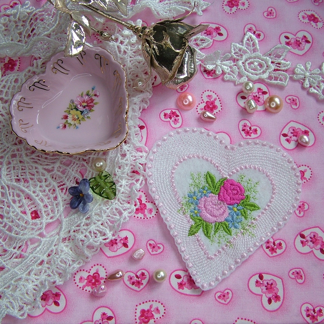 heart rose roses lace floral flower