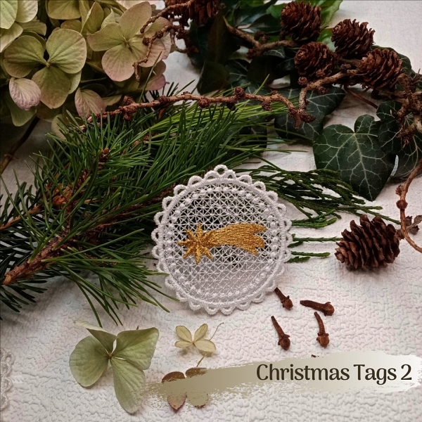 free-standing FSL lace christmas xmas holiday ball bauble silver gold star sock bell candle holly