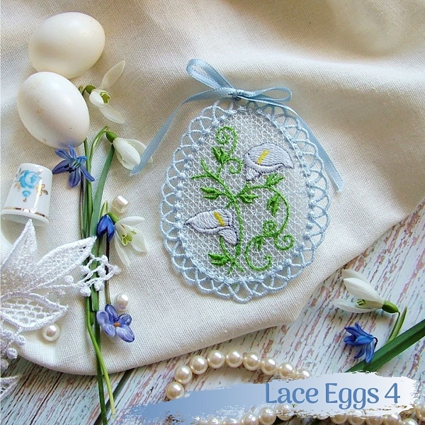 lace egg freestanding free-standing FSL easter decoration rose violet flower floral
