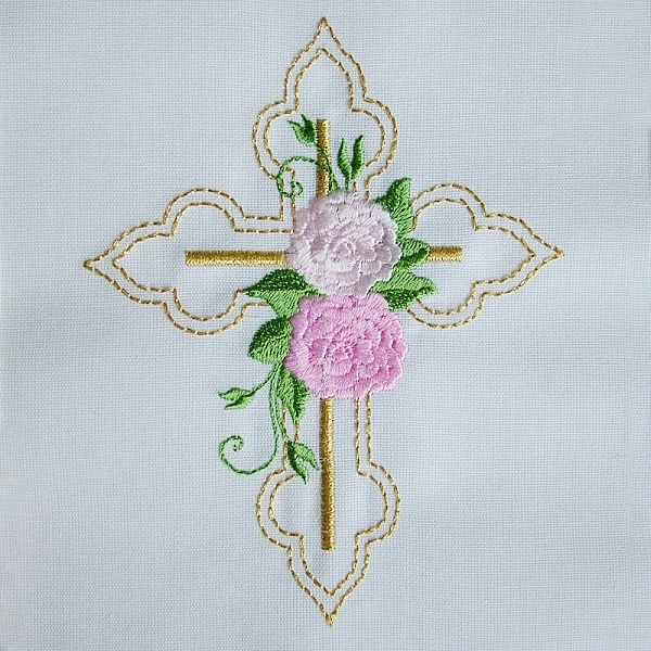 cross church religion floral flower embellishment rose bouillon medieval bible