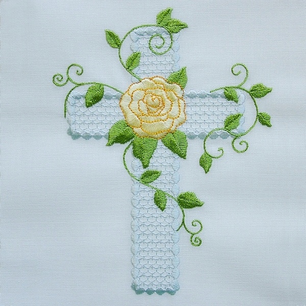 cross church religion floral flower embellishment rose bouillon medieval bible