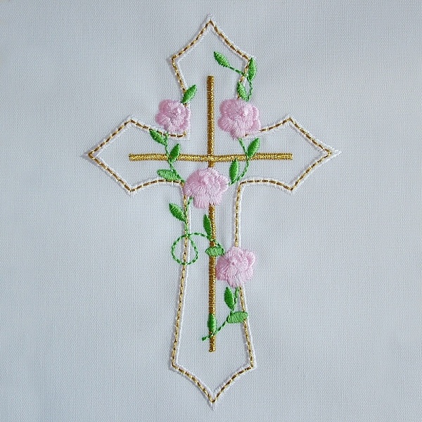 cross church religion floral flower embellishment rose bouillon medieval bible