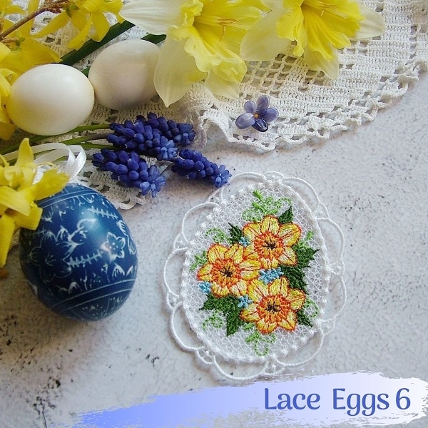 lace egg freestanding free-standing FSL easter decoration rose violet flower floral pansy bunny