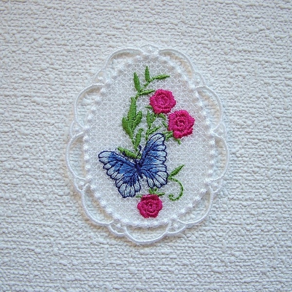 lace egg freestanding free-standing FSL easter decoration rose violet flower floral pansy bunny