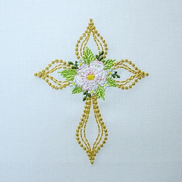 cross flower floral church baptism christening religious