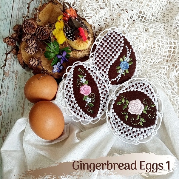 gingerbread easter egg decoration free standing lace felt flower floral cookie spring holiday