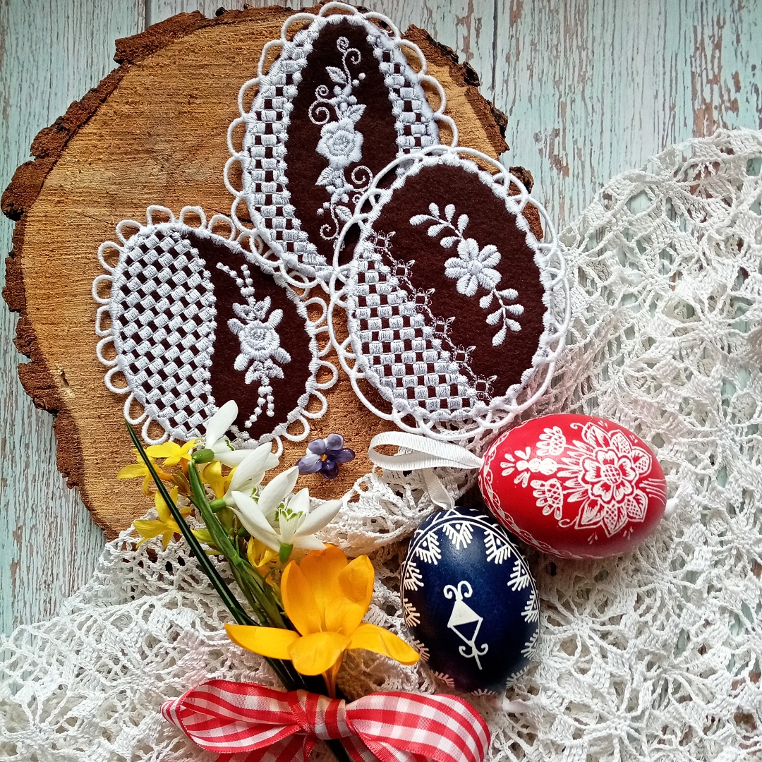 gingerbread easter egg decoration free standing lace felt flower floral cookie spring holiday