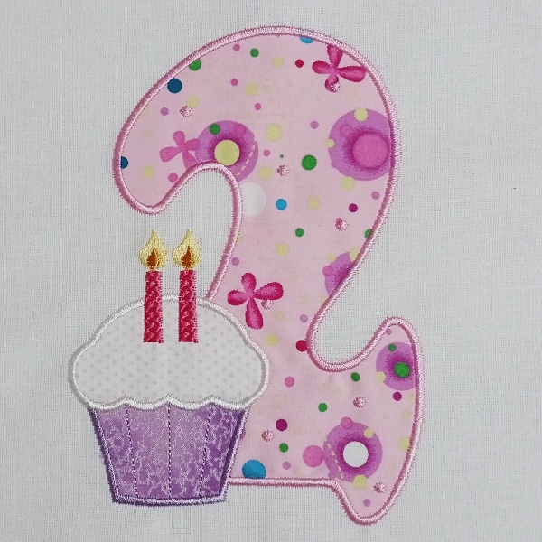 birthday number muffin applique celebration