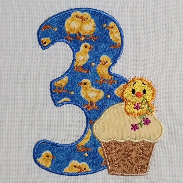 birthday number muffin applique celebration