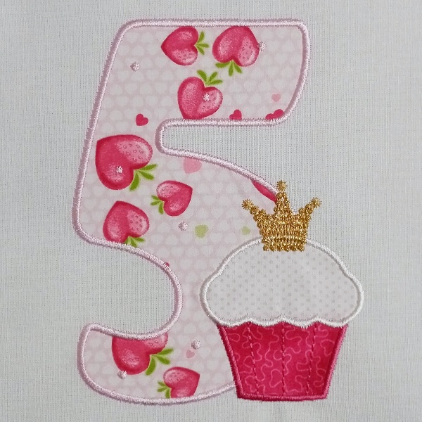 birthday number muffin applique celebration