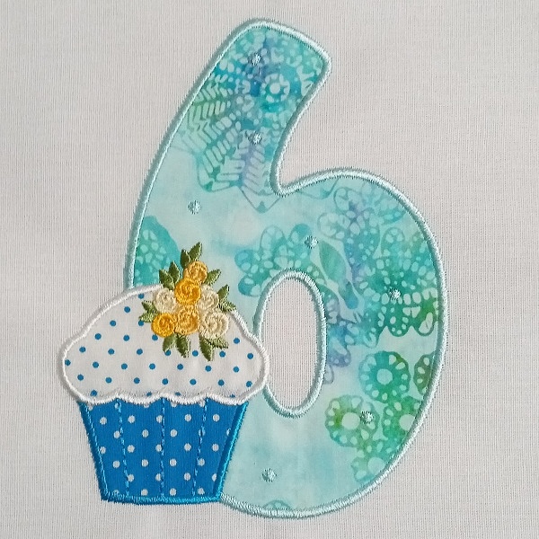 birthday number muffin applique celebration