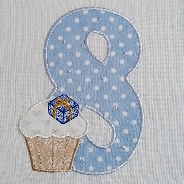 birthday number muffin applique celebration