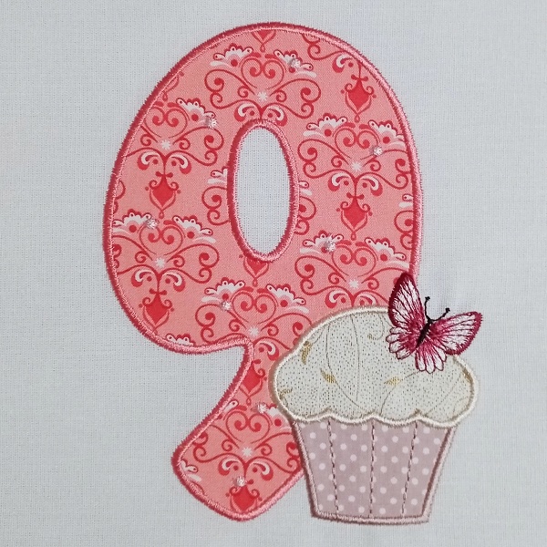 birthday number muffin applique celebration