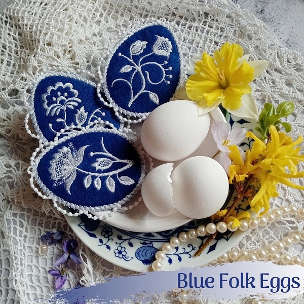 blue folk egg easter decoration felt gingerbread