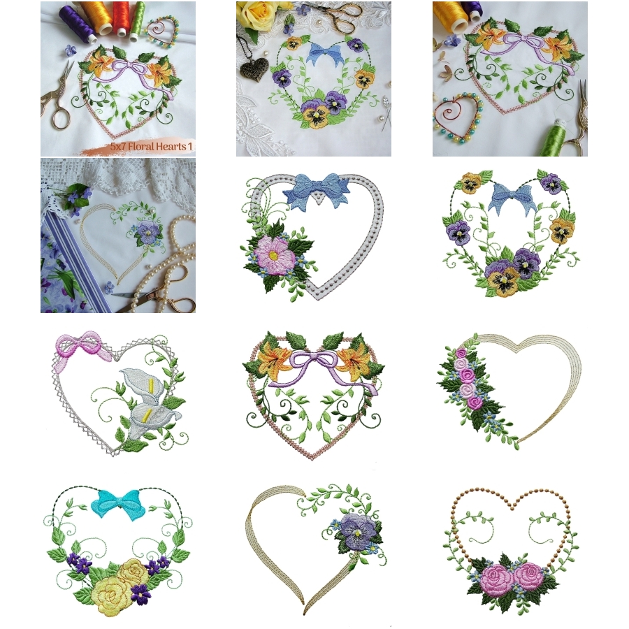5x7 Floral Hearts