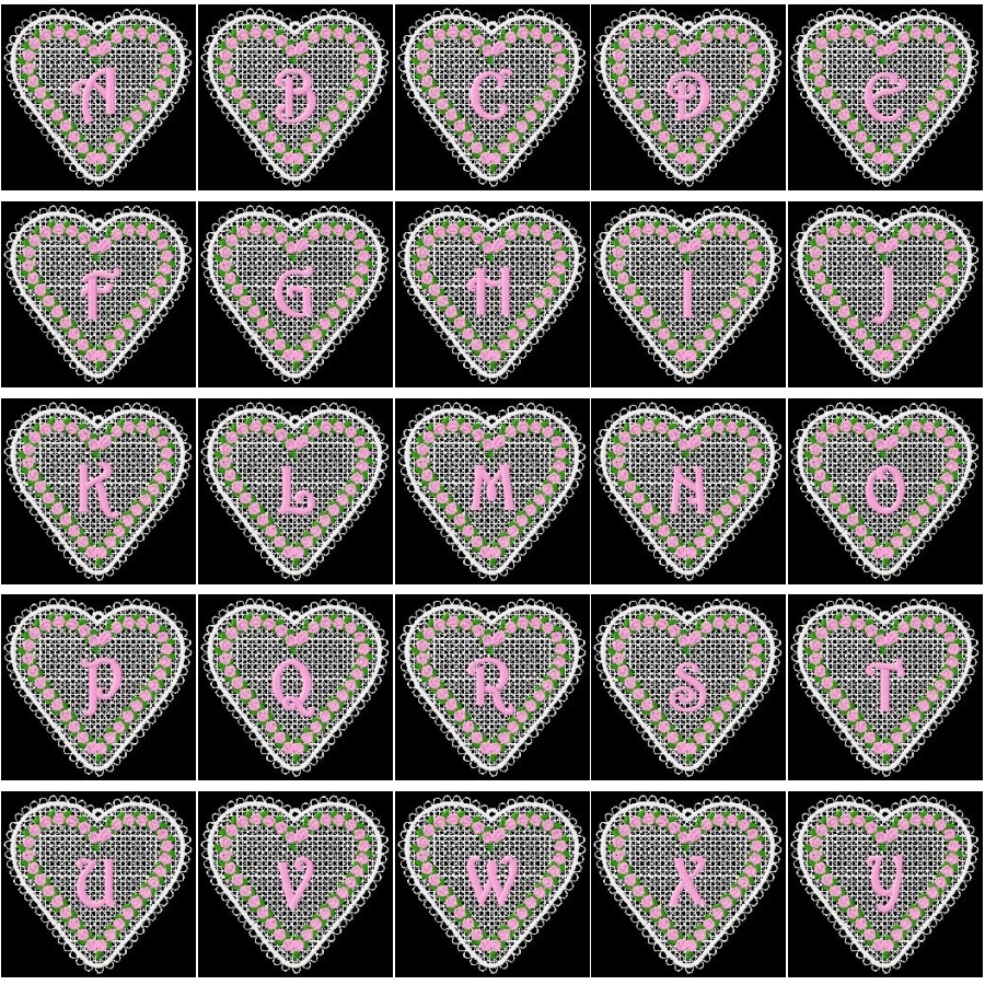 Free Standing Lace Valentine Alphabet