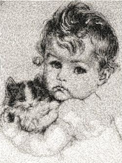 Little Girl with Kitten 