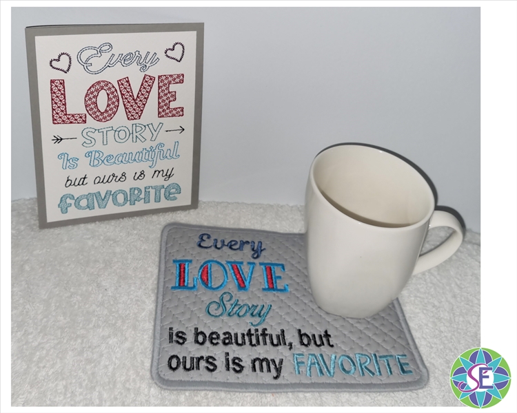Valentines Card, Cardstock, Valentines, Mug Rug, Love, In the Hoop