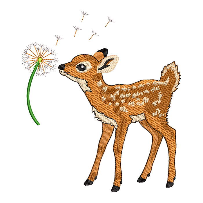 Deer with dandelion embroidery designs