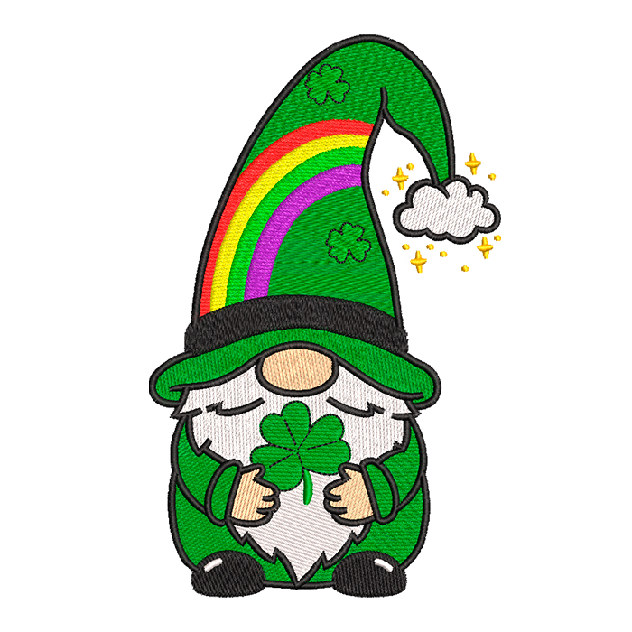 Saint Patrick gnome embroidery designs