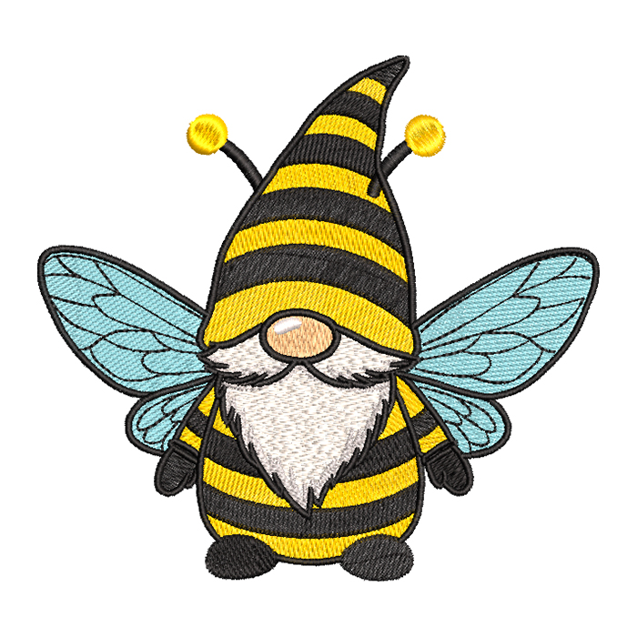 Bee gnome embroidery designs