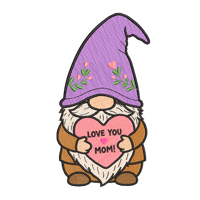 Mothers day gnome embroidery designs