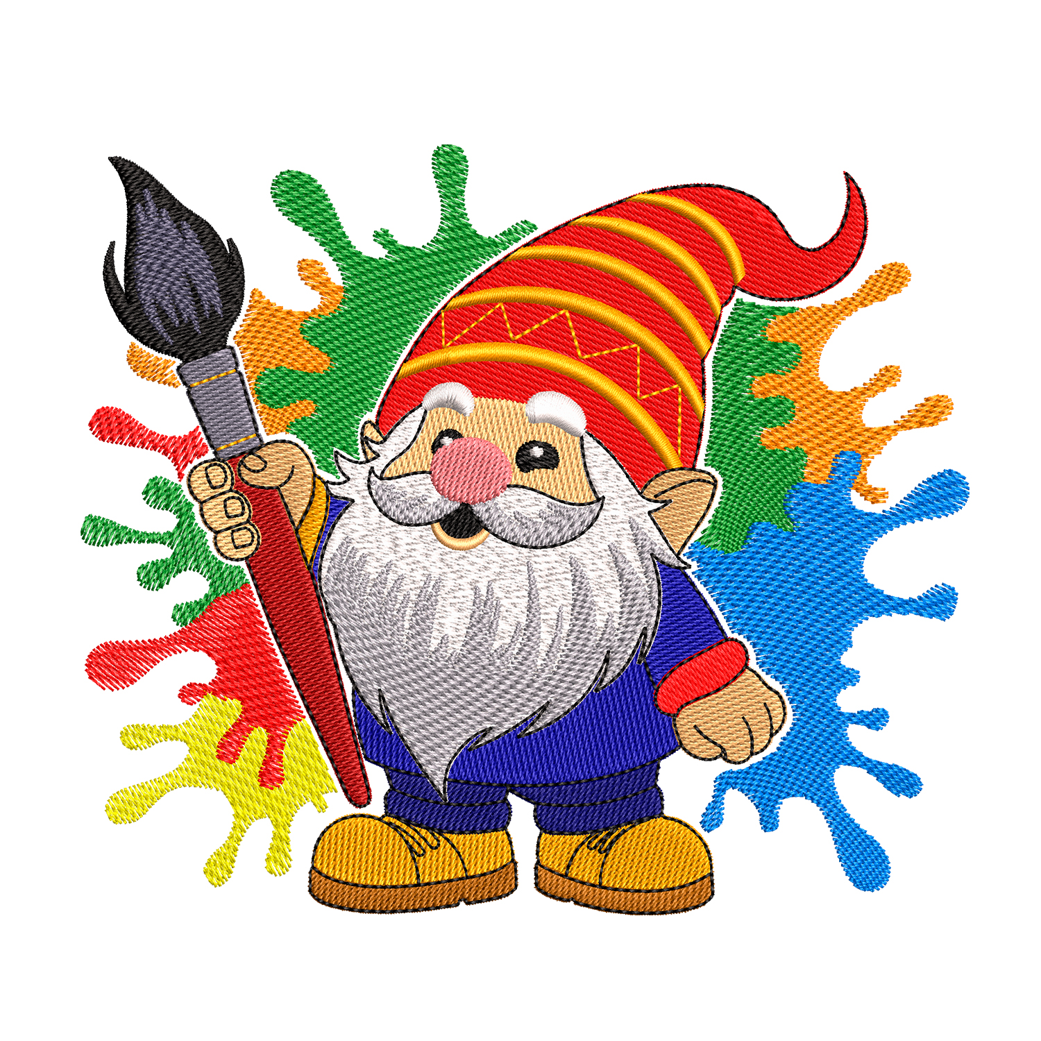 painter gnome embroidery design