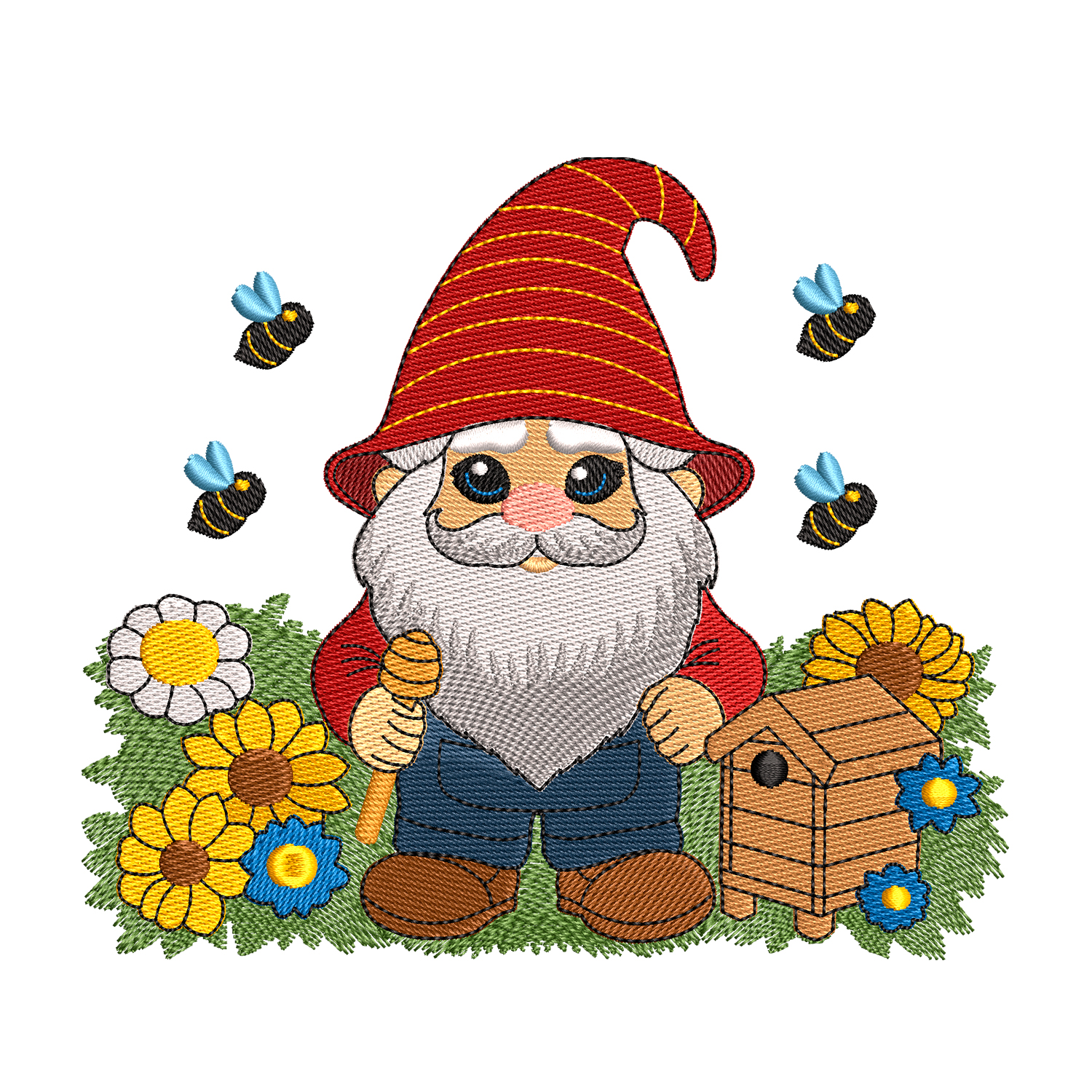 spring gnome embroidery designs