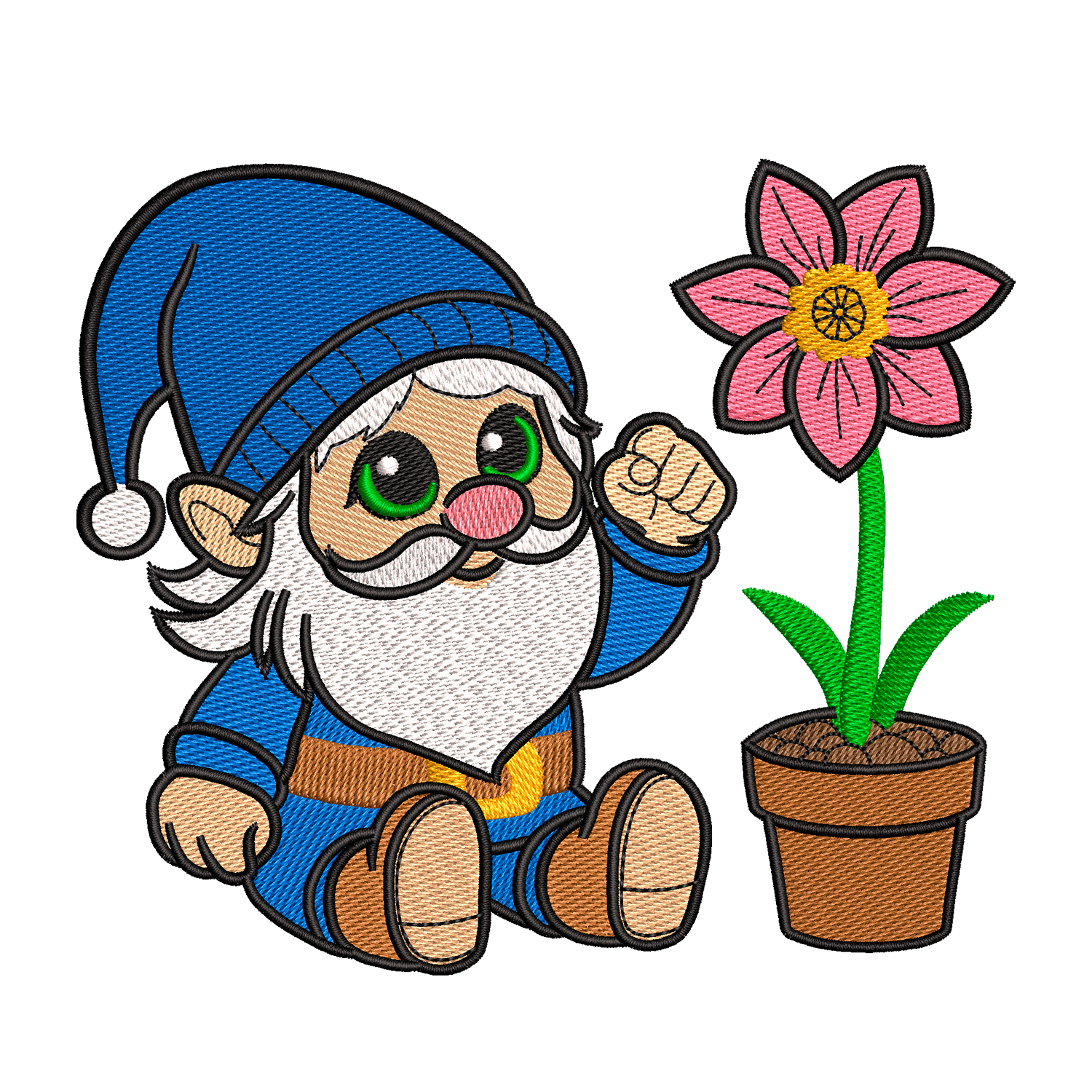 lovely gnome embroidery design