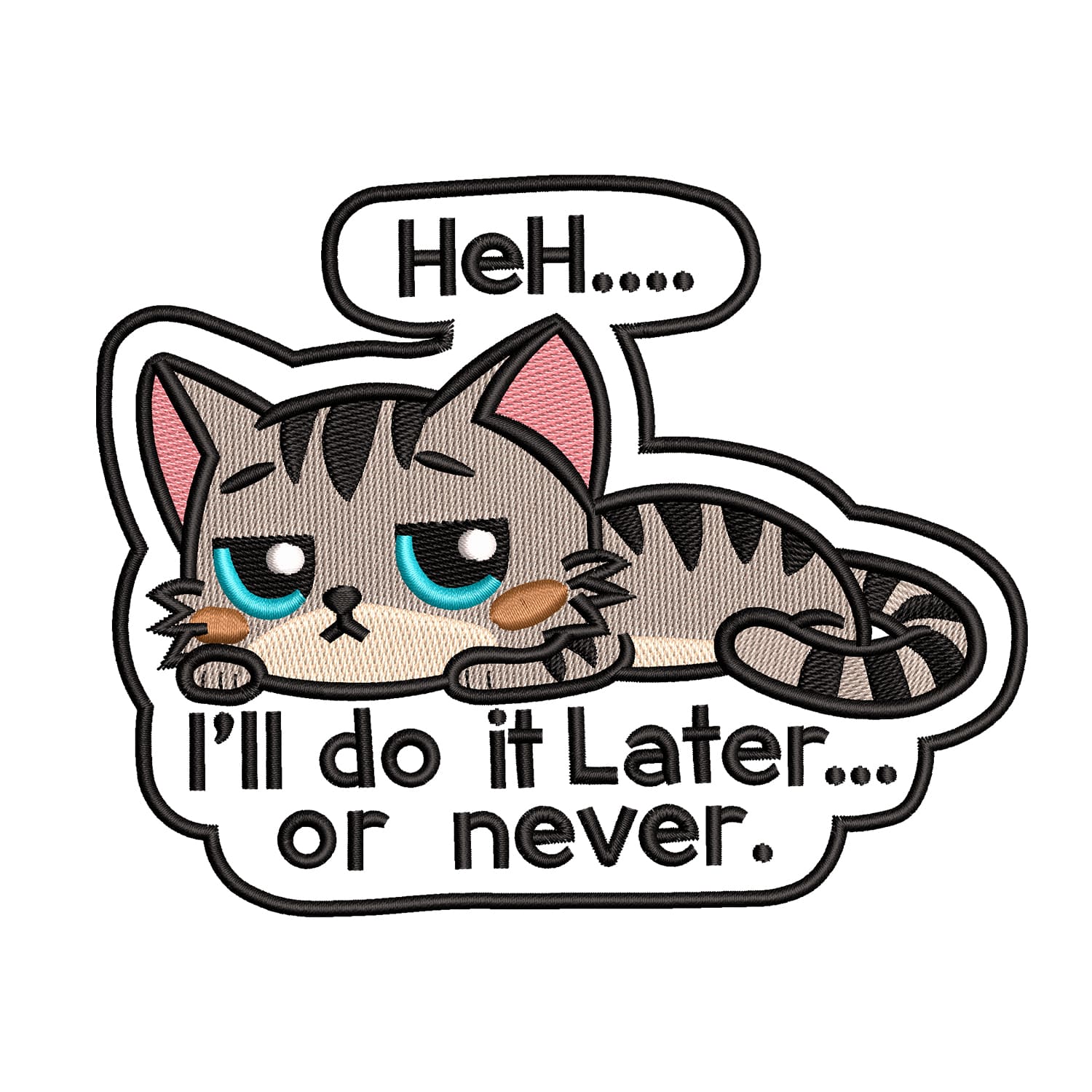 funny lazy cat embroidery designs