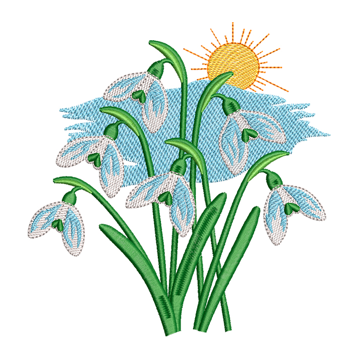 Flowers snowdrops embroidery designs