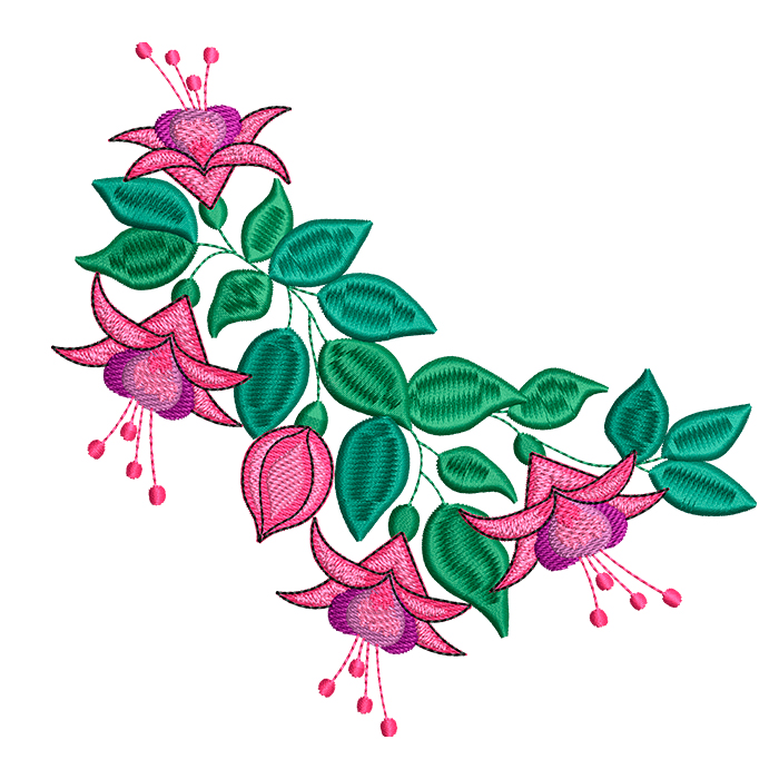 Fuchsia flower embroidery designs