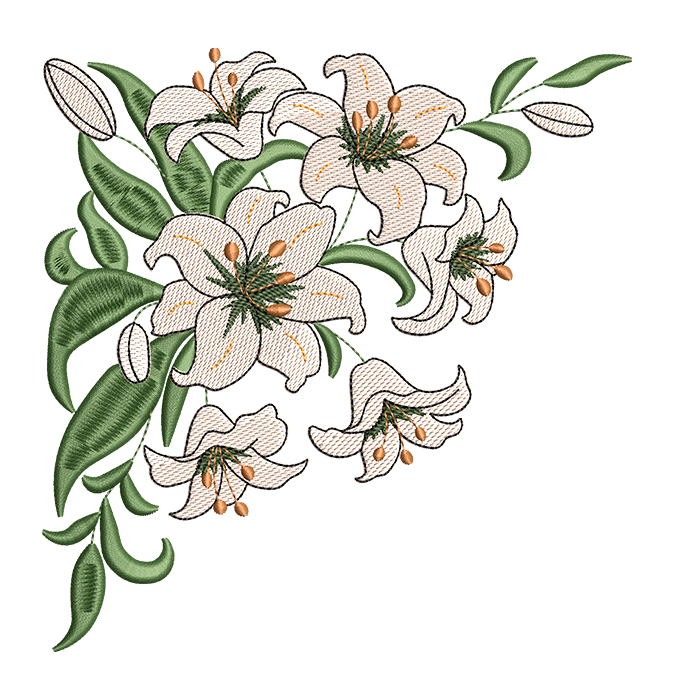 white lily embroidery designs