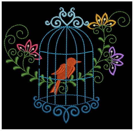 Colorful Birdcages Silhouette-3