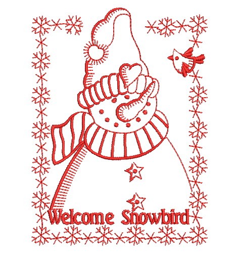 Redwork Holiday Snowmen-11